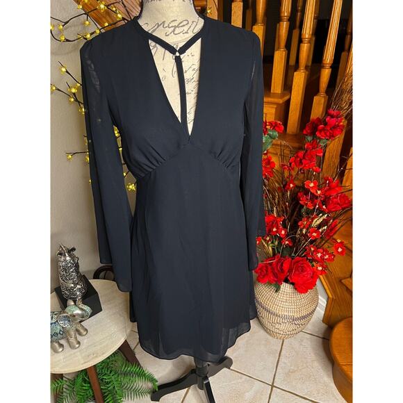 XOXO Women’s Chiffon Fit Flare Zip Black Evening Cocktail Dress Size S - Picture 1 of 13